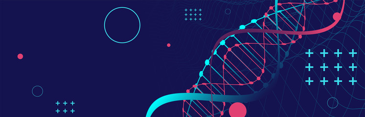 DNA abstract molecule. Medical science, genetic biotechnology, chemistry biology vector concept.