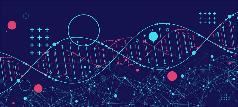 DNA abstract molecule. Medical science, genetic biotechnology, chemistry biology vector concept.
