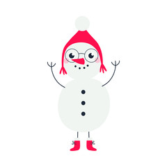 Vector illustration with happy snowman.