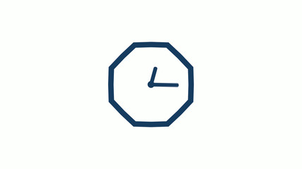 Aqua dark counting down clock icon on white background,Clock icon without trick