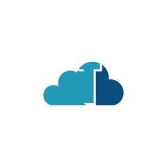Cloud with letter T logo, icon flat and vector design template. The cloud logotype with text.