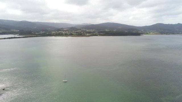 Ortigueira, coastal village of A Coruña. Galicia,Spain. Aerial Drone Footage