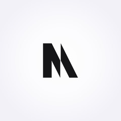 Black color of M letter logo. Initial logo concept vector