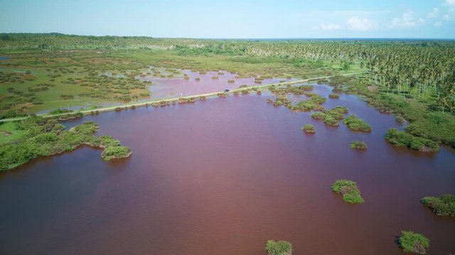 Epic aerial hyperlapse of a wetland in the southwestern peninsula Icacos, Trinidad