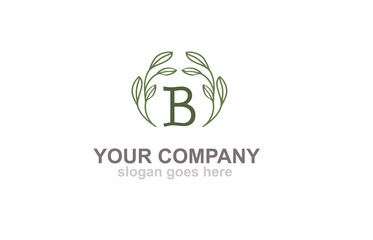 Letter B Green Leaf Logo 