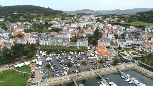 Ortigueira, coastal village of A Coruña. Galicia,Spain. Aerial Drone Footage