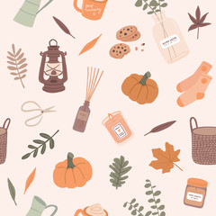 Cute autumn seamless pattern. Vector illustration