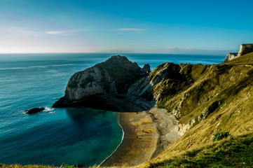 Durdle Door, iconic limestone formation in Dorset, Jurassic coast photographed in December 2016