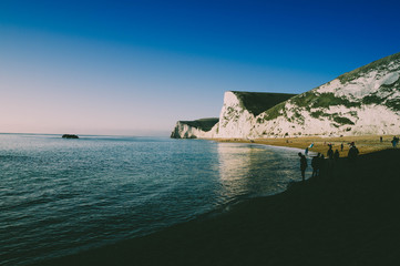Durdle Door, iconic limestone formation in Dorset, Jurassic coast photographed in December 2016