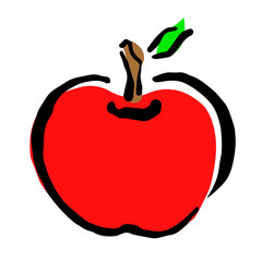 Illustration of  Apple: Illustration like hand drawn illustration with ink and brush
