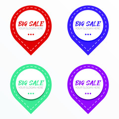 Location icon map pointer or sale label with different color