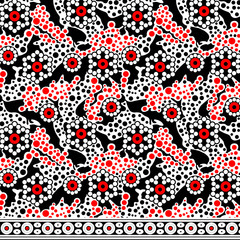 seamless flower with dots and zigzag pattern 