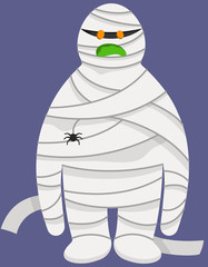 Big mummy in cartoon style. Spooky Halloween character.