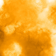 Colored saturated watercolor background, abstract yellow orange spot. Gentle transition gradient acrylic paint, splash stain blot of paint for design