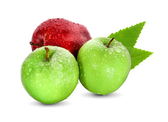 Red apple and Green apple isolated on white background