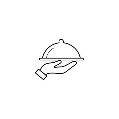 Tray on the hand icon Vector. Restaurant symbol vector