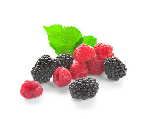 Red open gift box with ribbon isolated on white background