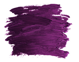 sample of purple thick paint with streaks from a brush, texture isolated