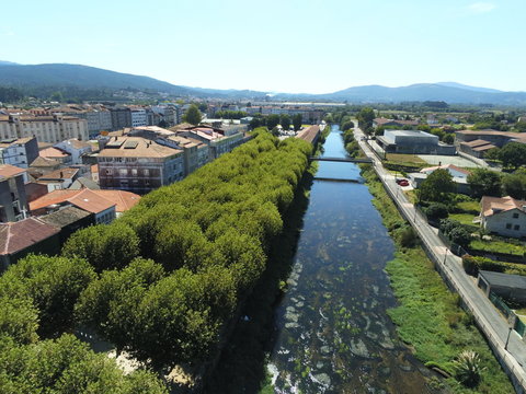 Padron, beautiful village of  A Coruña,Galicia,Spain. Aerial Drone Photo