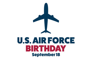 U.S. Air Force Birthday. September 18. Holiday concept. Template for background, banner, card, poster with text inscription. Vector EPS10 illustration.