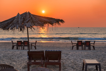 Sunset beach party in GOA, India - obrazy, fototapety, plakaty