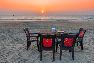 Fototapeta na wymiar Sunset beach party in GOA, India