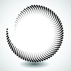 Halftone dots in circle form. round logo . vector dotted frame . design element