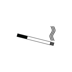 Cigarette smoldering sign or icon isolated on a white background