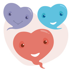 Cute lovely face speech bubbles.Vector illustration of speech bubble character series.