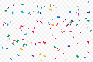 Colorful Confetti On Transparent Background. Celebration & Party. Surprise Banner. Vector Illustration