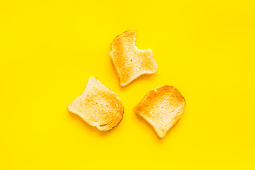 Set of toast bread slices top view. Food background, top view