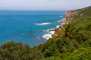 Beautiful view of the Atlantic Ocean and Northern Morocco coast, near Cape Spartel.