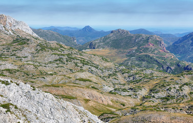 Views of Region of Babia, Province of Leon on the way to Calabazosa peak from Torrestio village, Spain