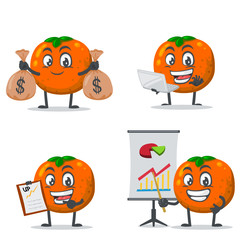 vector illustration of mascot or orange fruit character collection set with business theme