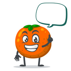 vector illustration of mascot or orange fruit character says with blank balloon speech