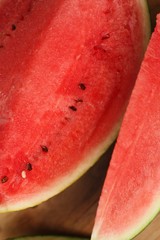 Delicious juicy red watermelon on the table