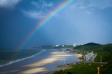 Naklejka na ściany i meble rainbow over the sea