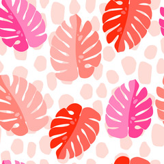 Fototapeta na wymiar Abstract tropical palm leaves. The seamless patterns are absolutely perfect for packaging, textiles or tissue paper, cover, fabric.