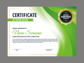 Abstract Smooth Fresh Natural Green Mesh Gradient Certificate Design, Professional Modern Blurry Green Wavy Certificate Template Vector
