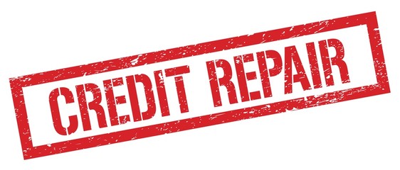 CREDIT REPAIR red grungy rectangle stamp.