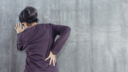 Young woman back pain ,Problems and health care concepts