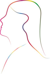 Gesicht eines Mädchens im Profil, einfache abstrakte Linie als Porträt, vektor, isoliert