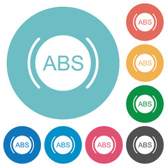 Car anti lock braking system indicator flat round icons