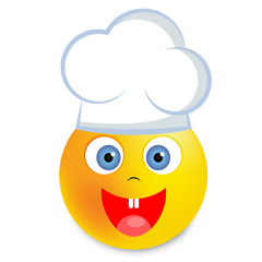 Smiley in a chefs hat, vector art illustration.