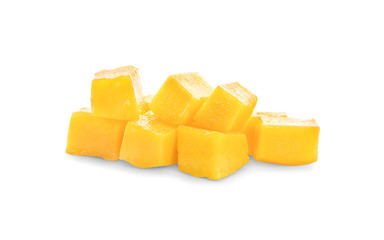 mango cube slice isolated on the white background.