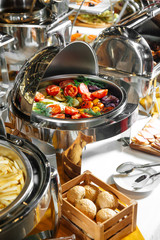 Restaurant lunch catering buffet with  vegetables