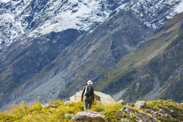 Hike in New Zealand mountains