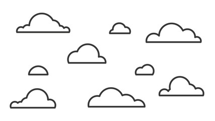 Set of clouds in a linear style. Isolated icons on white background. Vector illustration
