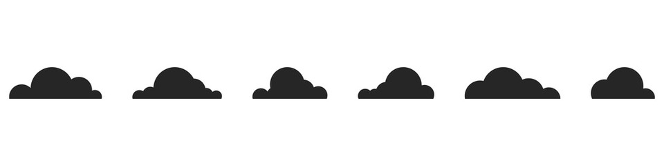 Set of silhouettes of clouds. Isolated icons on white background. Vector illustration
