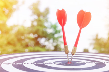 Bullseye is a target of business concept. business marketing as concept.Dartboard is the target and...